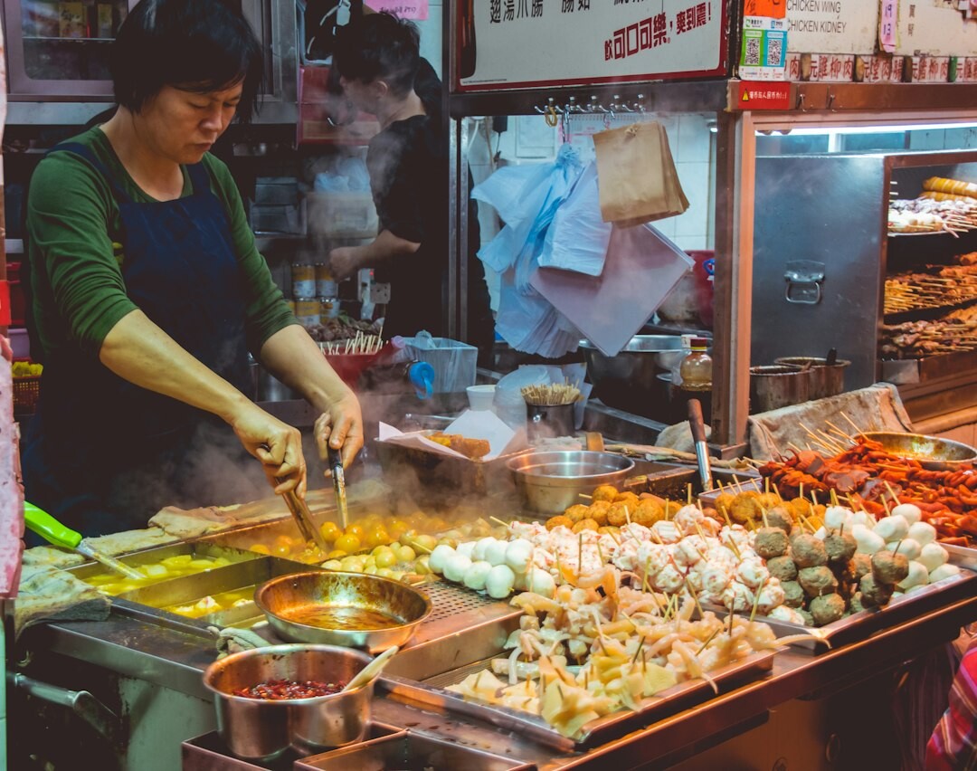 Danish market vendor being interviewed at a stall